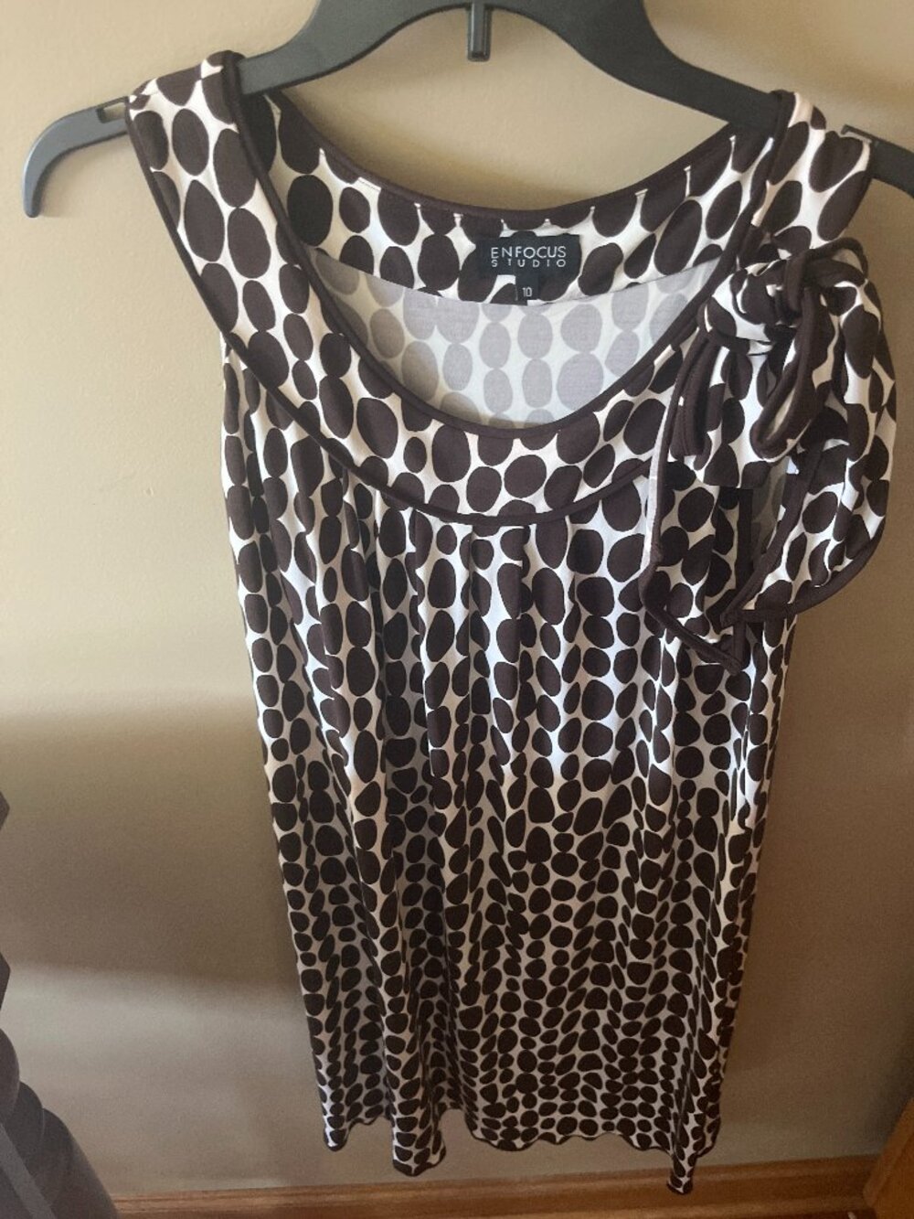 Enfocus Studio Size 10 Brown and White Pokadot Dress